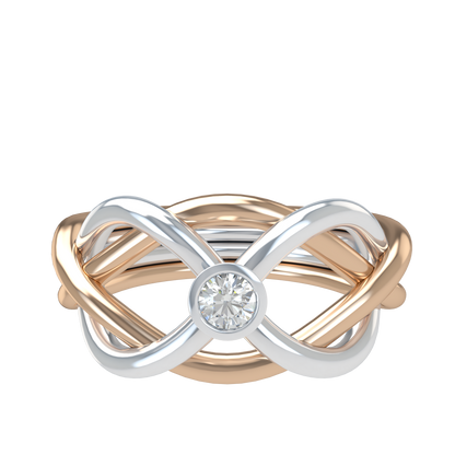Classic puzzle ring with round diamond bezel - ™ Joaillerie VCL