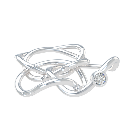 Classic puzzle ring with round diamond bezel - ™ Joaillerie VCL