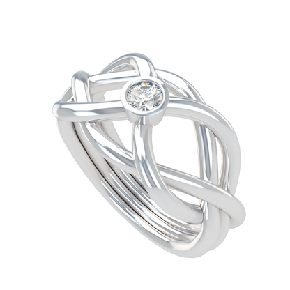 Classic puzzle ring with round diamond bezel - ™ Joaillerie VCL