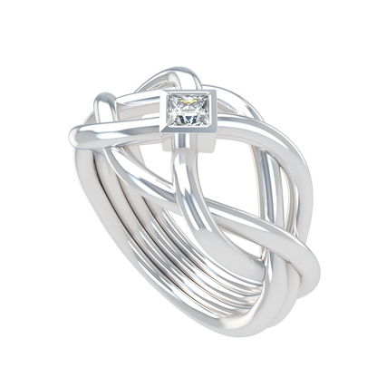 Classic puzzle ring - Princess cut diamond Bezel - ™ Joaillerie VCL