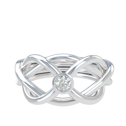 Classic puzzle ring with round diamond bezel - ™ Joaillerie VCL