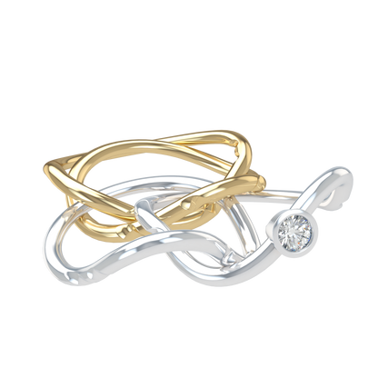 Classic puzzle ring with round diamond bezel - ™ Joaillerie VCL
