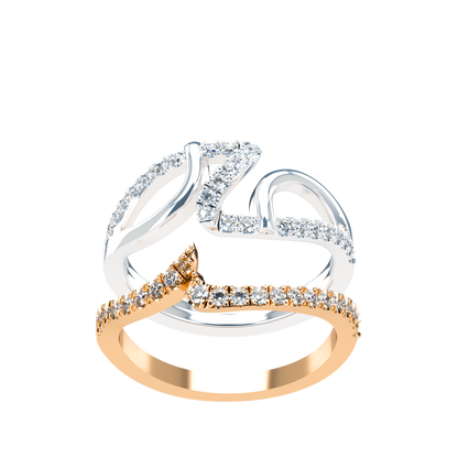 Jessica interlocking engagement ring set with diamond pavé 18Kt gold