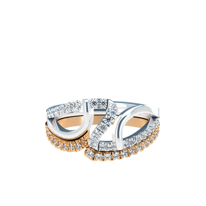 Jessica interlocking engagement ring set with diamond pavé 18Kt gold