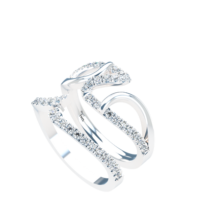 Jessica interlocking engagement ring set with diamond pavé 18Kt gold