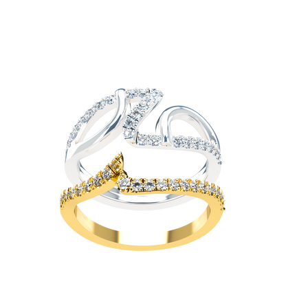Jessica interlocking engagement ring set with diamond pavé 18Kt gold