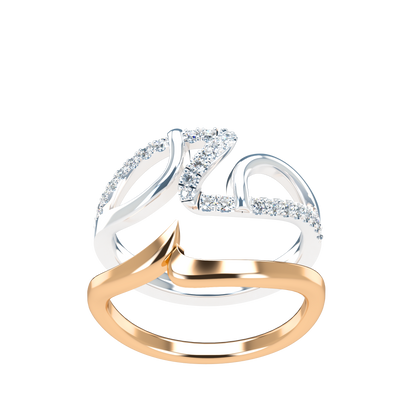 Jessica interlocking engagement ring set with diamond pavé 18Kt gold
