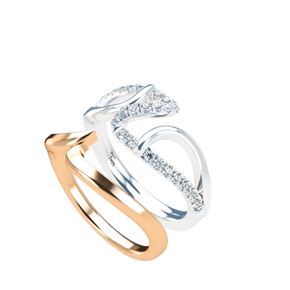 Jessica interlocking engagement ring set with diamond pavé 18Kt gold