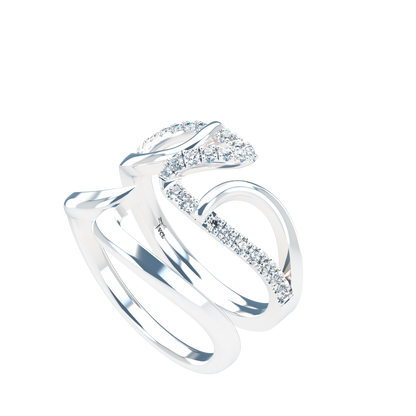 Jessica interlocking engagement ring set with diamond pavé 18Kt gold