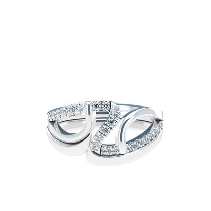 Jessica interlocking engagement ring set with diamond pavé 18Kt gold