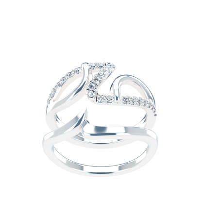 Jessica interlocking engagement ring set with diamond pavé 18Kt gold