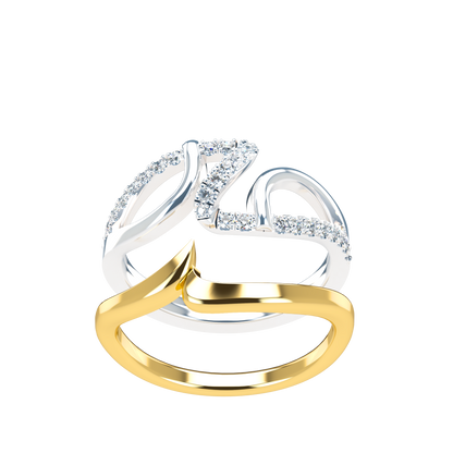 Jessica interlocking engagement ring set with diamond pavé 18Kt gold