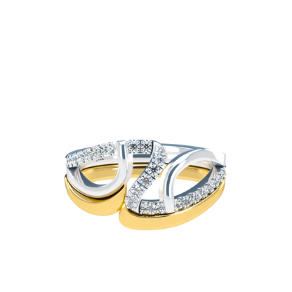 Jessica interlocking engagement ring set with diamond pavé 18Kt gold