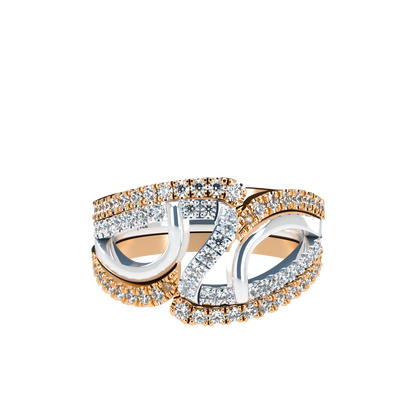 Jessica interlocking engagement ring set with diamond pavé 18Kt gold