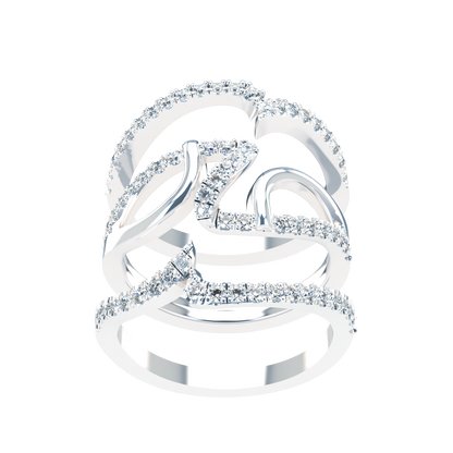 Jessica interlocking engagement ring set with diamond pavé 18Kt gold