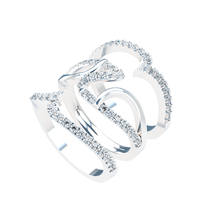 Jessica interlocking engagement ring set with diamond pavé 18Kt gold