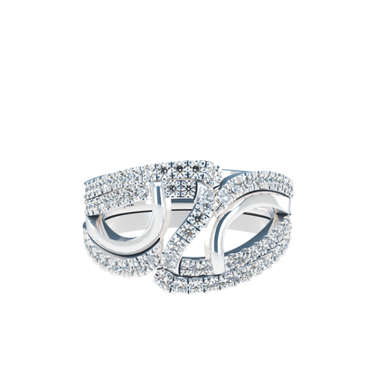 Jessica interlocking engagement ring set with diamond pavé 18Kt gold