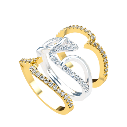 Jessica interlocking engagement ring set with diamond pavé 18Kt gold