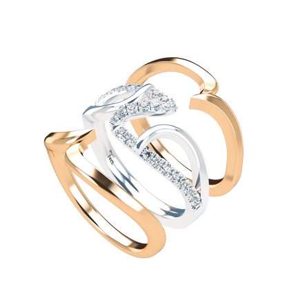 Jessica interlocking engagement ring set with diamond pavé 18Kt gold