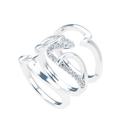 Jessica interlocking engagement ring set with diamond pavé 18Kt gold