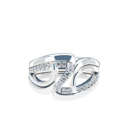 Jessica interlocking engagement ring set with diamond pavé 18Kt gold
