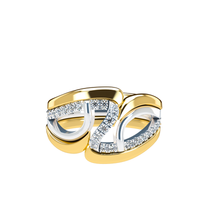 Jessica interlocking engagement ring set with diamond pavé 18Kt gold