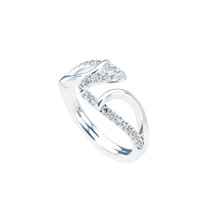 Jessica interlocking engagement ring set with diamond pavé 18Kt gold