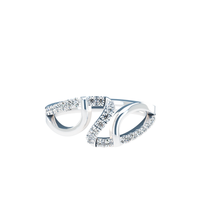Jessica interlocking engagement ring set with diamond pavé 18Kt gold
