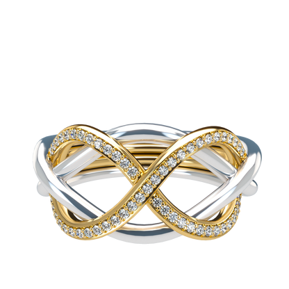 Classsic puzzle ring with half diamond pavé - ™ Joaillerie VCL