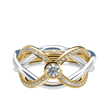 Puzzle ring with half pavé diamond bezel - ™ Joaillerie VCL