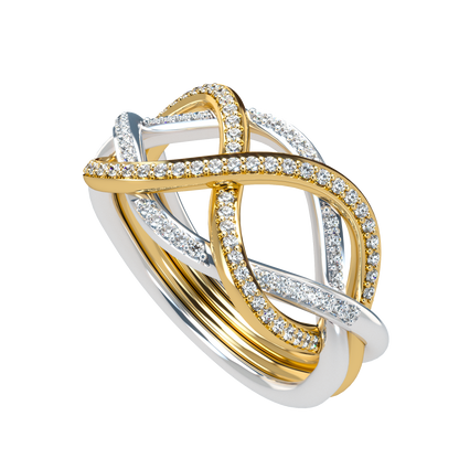 Classic puzzle ring with diamond pavé - ™ Joaillerie VCL