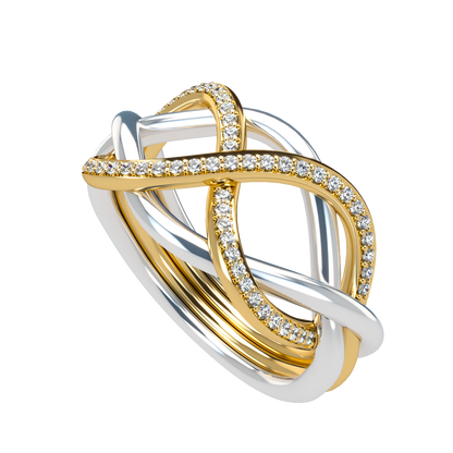 Classsic puzzle ring with half diamond pavé - ™ Joaillerie VCL