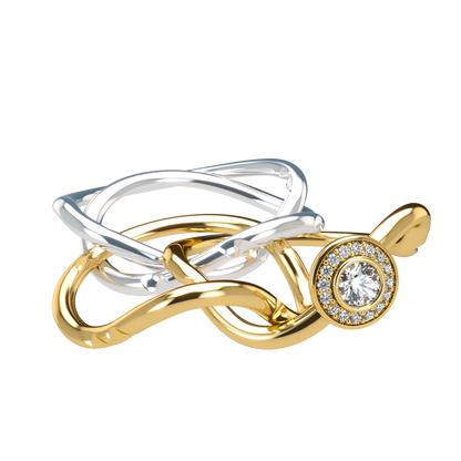 Classic puzzle ring with central halo diamond - ™ Joaillerie VCL