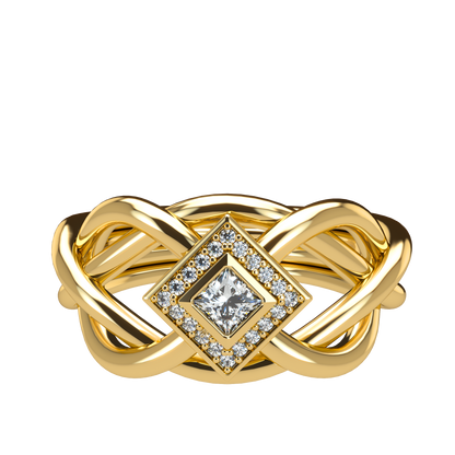 Classic puzzle ring with princess cut diamond halo setting - ™ Joaillerie VCL