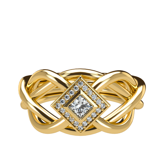 Classic puzzle ring with princess cut diamond halo setting - ™ Joaillerie VCL