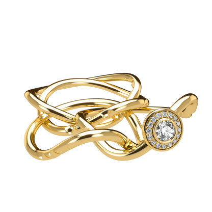 Classic puzzle ring with central halo diamond - ™ Joaillerie VCL