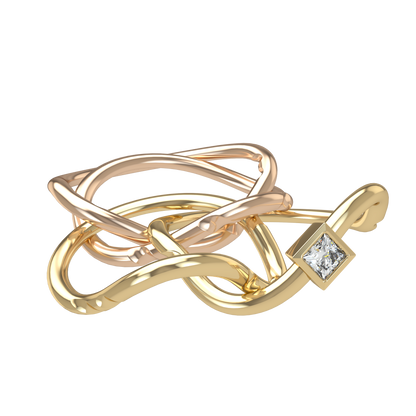 Classic puzzle ring - Princess cut diamond Bezel - ™ Joaillerie VCL
