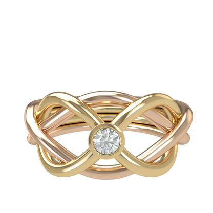 Classic puzzle ring with round diamond bezel - ™ Joaillerie VCL