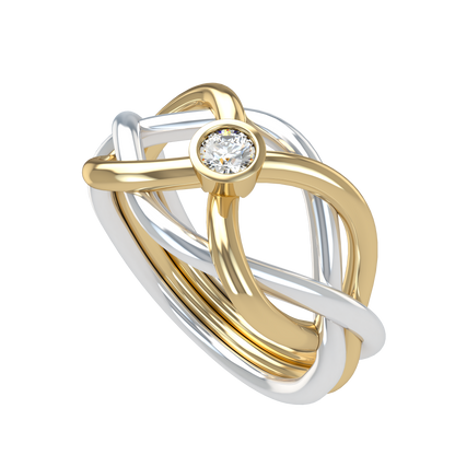 Classic puzzle ring with round diamond bezel - ™ Joaillerie VCL