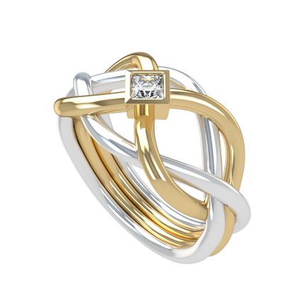 Classic puzzle ring - Princess cut diamond Bezel - ™ Joaillerie VCL