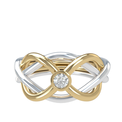 Classic puzzle ring with round diamond bezel - ™ Joaillerie VCL