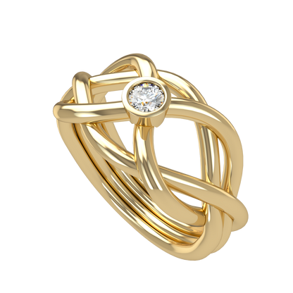 Classic puzzle ring with round diamond bezel - ™ Joaillerie VCL