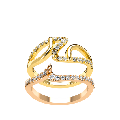 Jessica interlocking engagement ring set with diamond pavé 18Kt gold