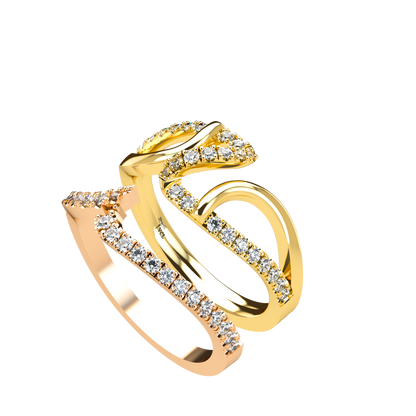 Jessica interlocking engagement ring set with diamond pavé 18Kt gold