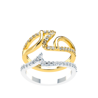 Jessica interlocking engagement ring set with diamond pavé 18Kt gold