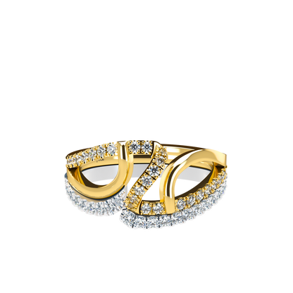 Jessica interlocking engagement ring set with diamond pavé 18Kt gold