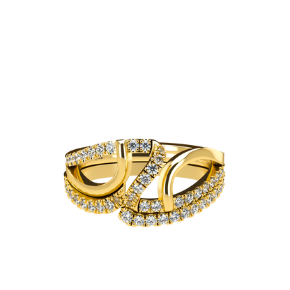 Jessica interlocking engagement ring set with diamond pavé 18Kt gold