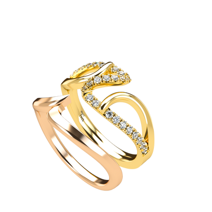 Jessica interlocking engagement ring set with diamond pavé 18Kt gold