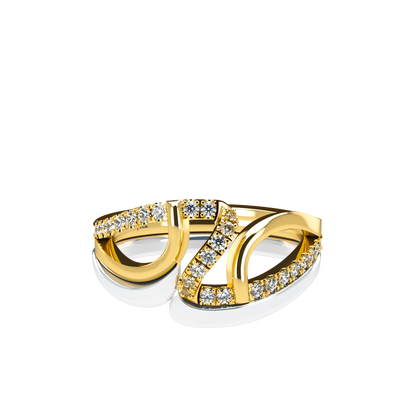 Jessica interlocking engagement ring set with diamond pavé 18Kt gold