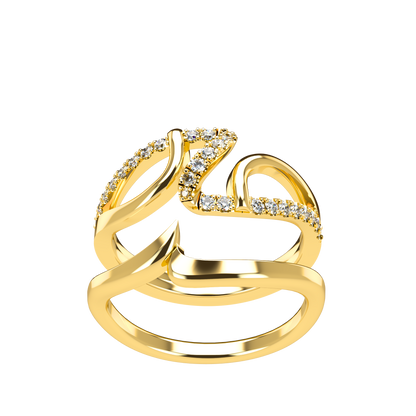 Jessica interlocking engagement ring set with diamond pavé 18Kt gold